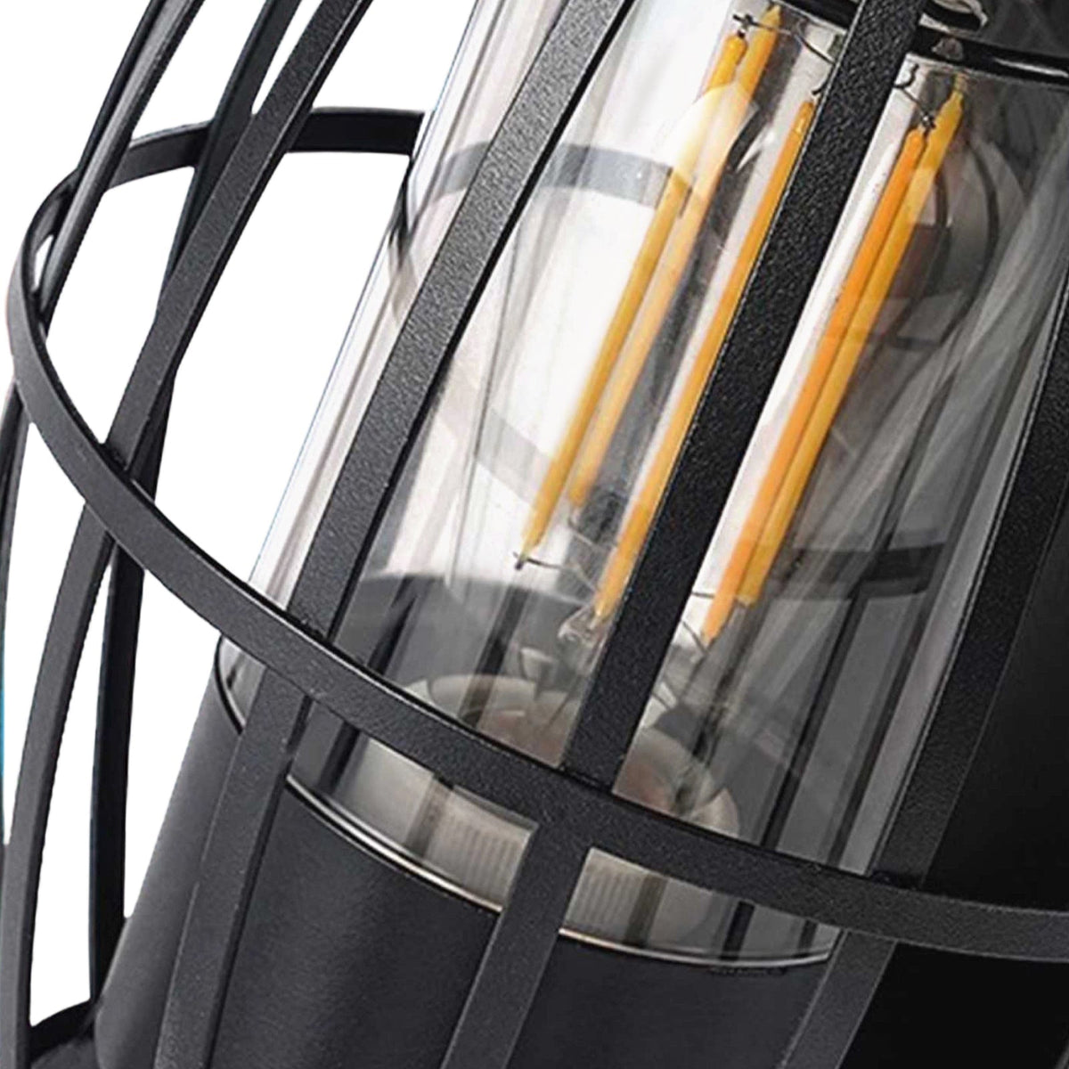 Lampada da Parete Nera Moderna da Esterno con Gabbia a 1 Luce per Portico