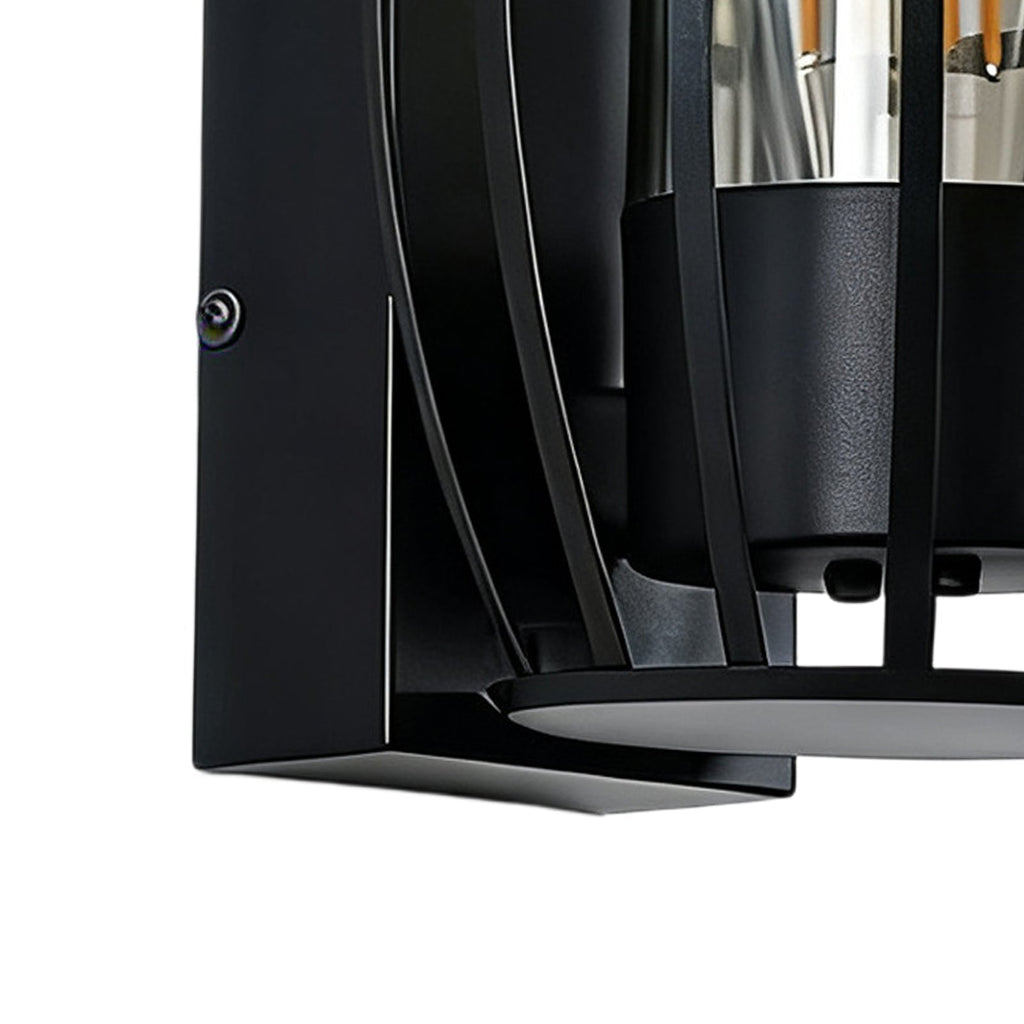 Lampada da Parete Nera Moderna da Esterno con Gabbia a 1 Luce per Portico