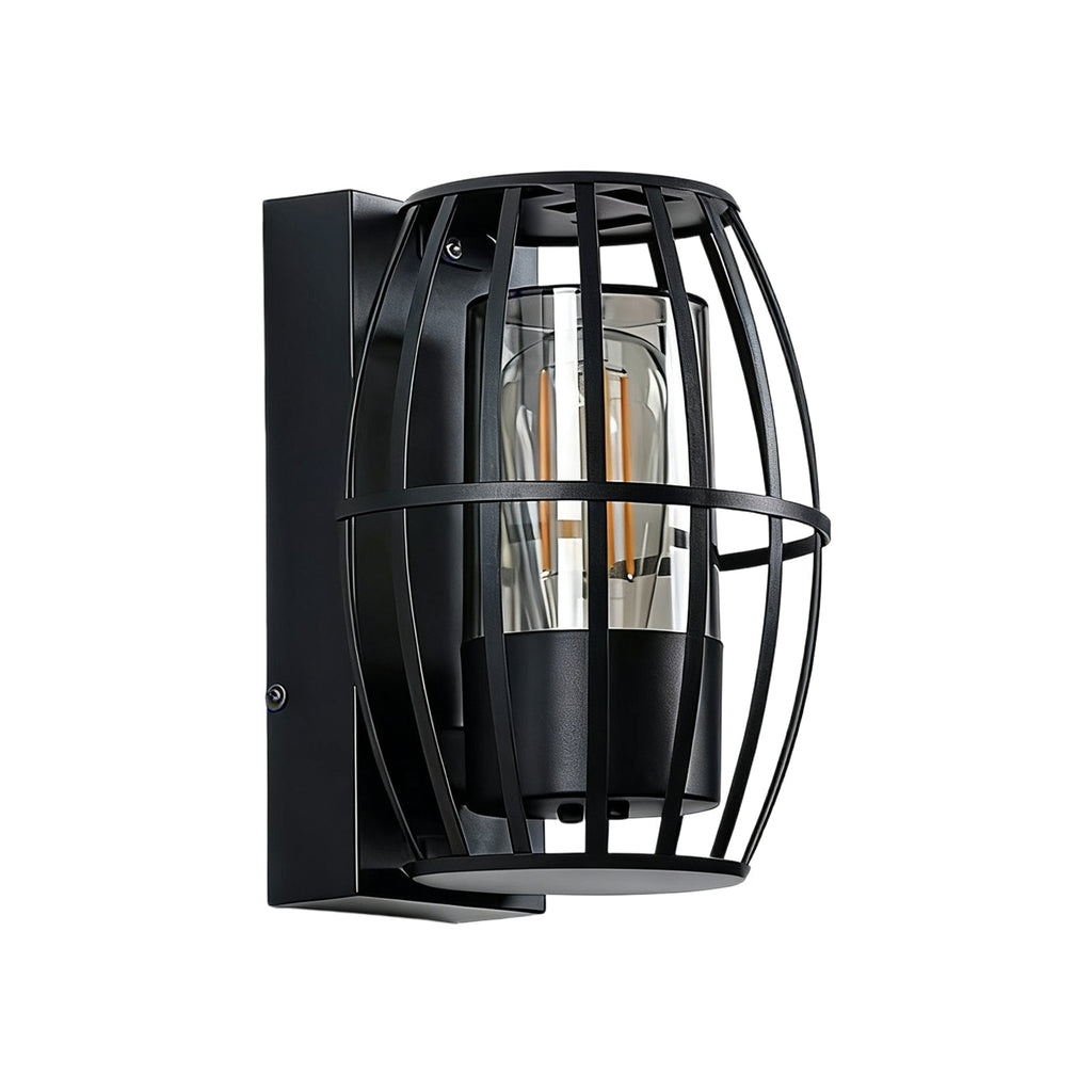 Lampada da Parete Nera Moderna da Esterno con Gabbia a 1 Luce per Portico
