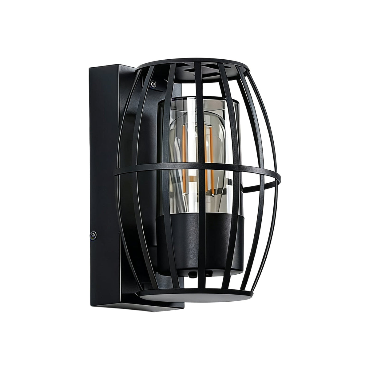 Lampada da Parete Nera Moderna da Esterno con Gabbia a 1 Luce per Portico