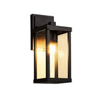 1-Luce Chiara Vetro Industriale Rettangolare Nera Lampada da Parete Esterno