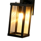 1-Luce Chiara Vetro Industriale Rettangolare Nera Lampada da Parete Esterno