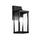 1-Luce Chiara Vetro Industriale Rettangolare Nera Lampada da Parete Esterno