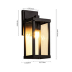 1-Luce Chiara Vetro Industriale Rettangolare Nera Lampada da Parete Esterno