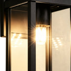 1-Luce Chiara Vetro Industriale Rettangolare Nera Lampada da Parete Esterno