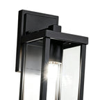 1-Luce Chiara Vetro Industriale Rettangolare Nera Lampada da Parete Esterno