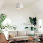 1-Luce Stile Crema Vintage Drum Semi Flush Mount