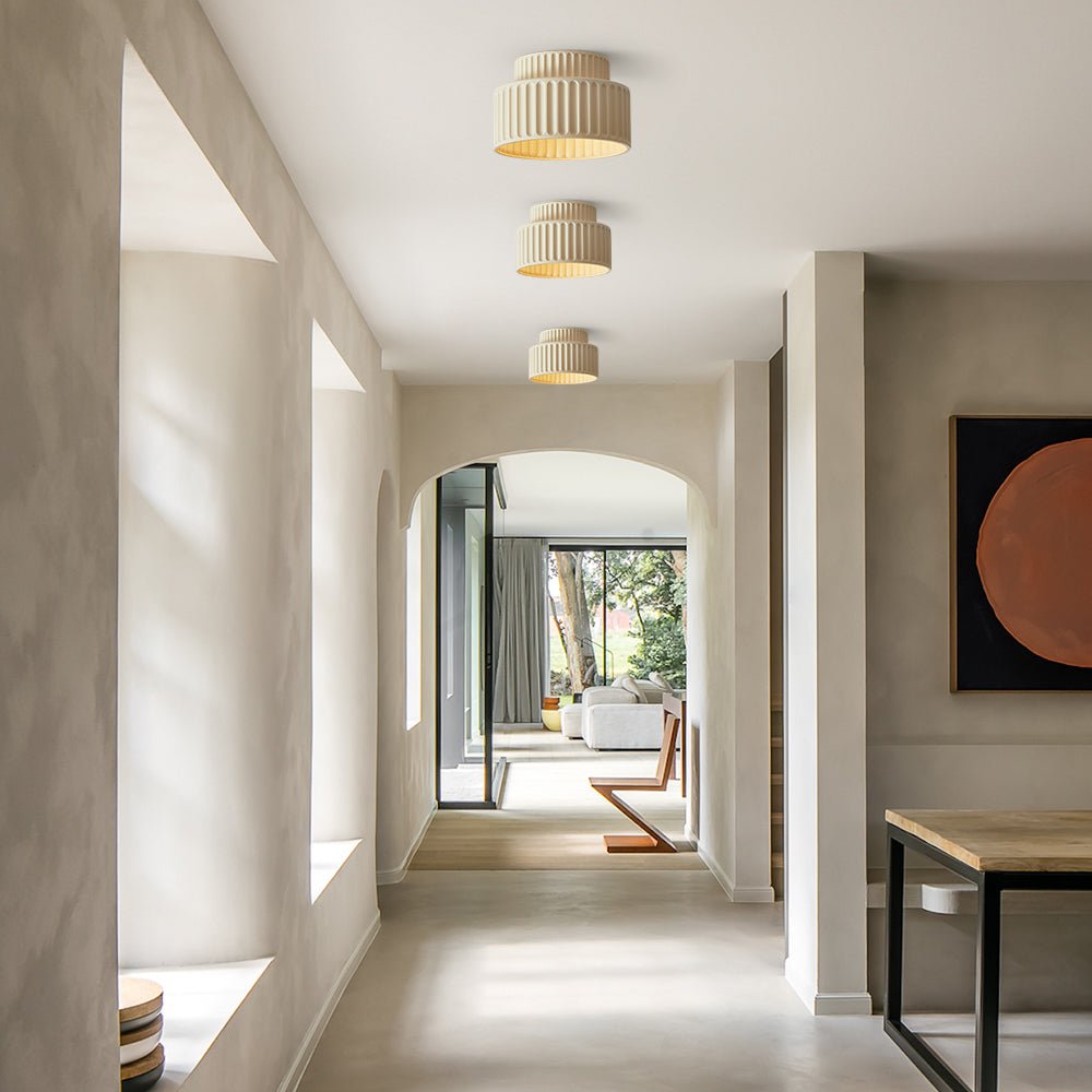 1-Luce Stile Crema Vintage Drum Semi Flush Mount