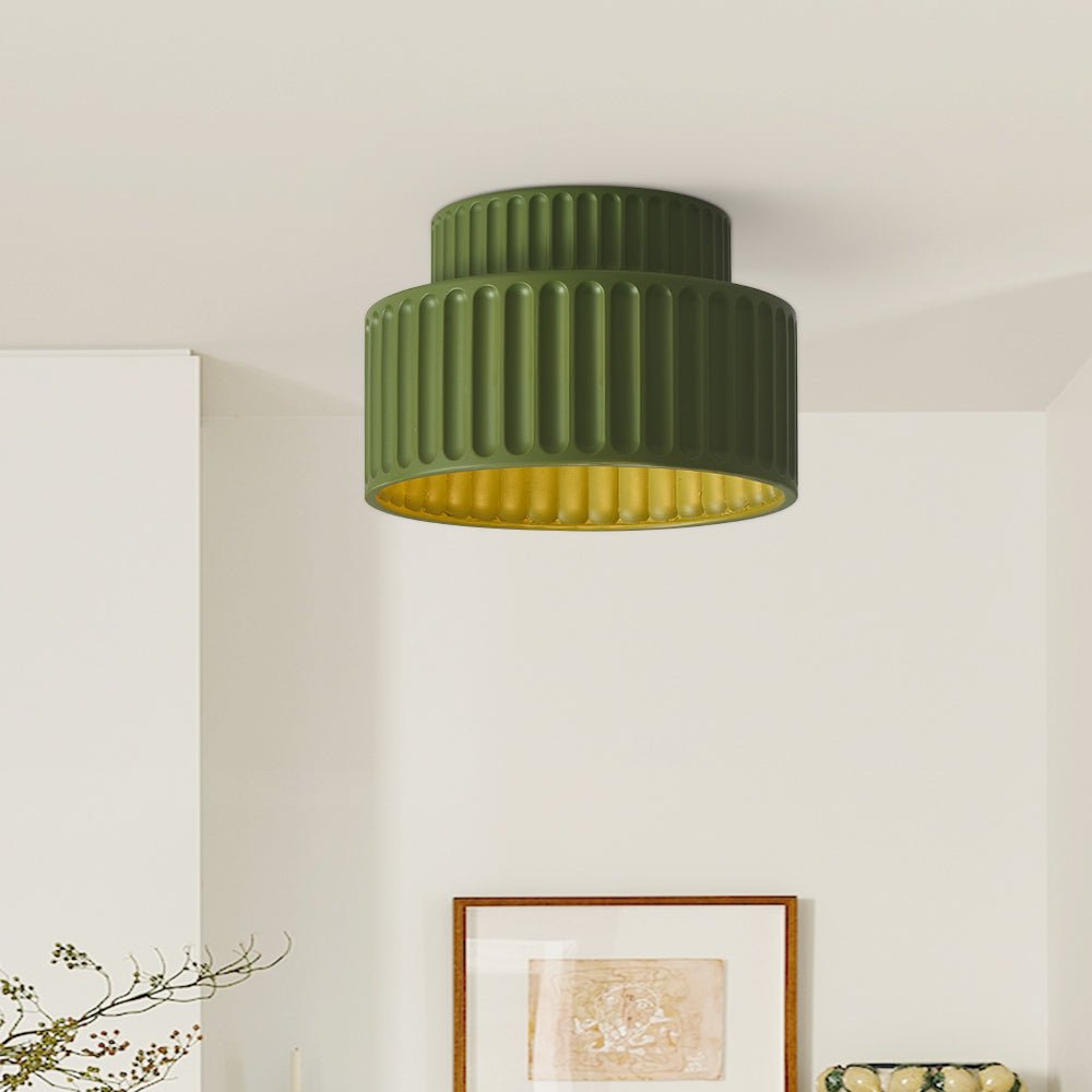 1-Luce Stile Crema Vintage Drum Semi Flush Mount