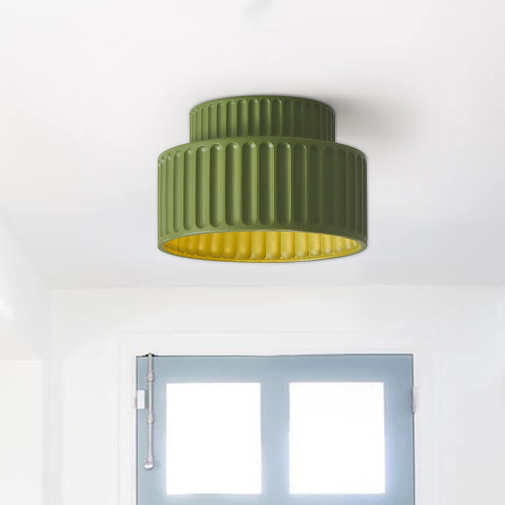 1-Luce Stile Crema Vintage Drum Semi Flush Mount