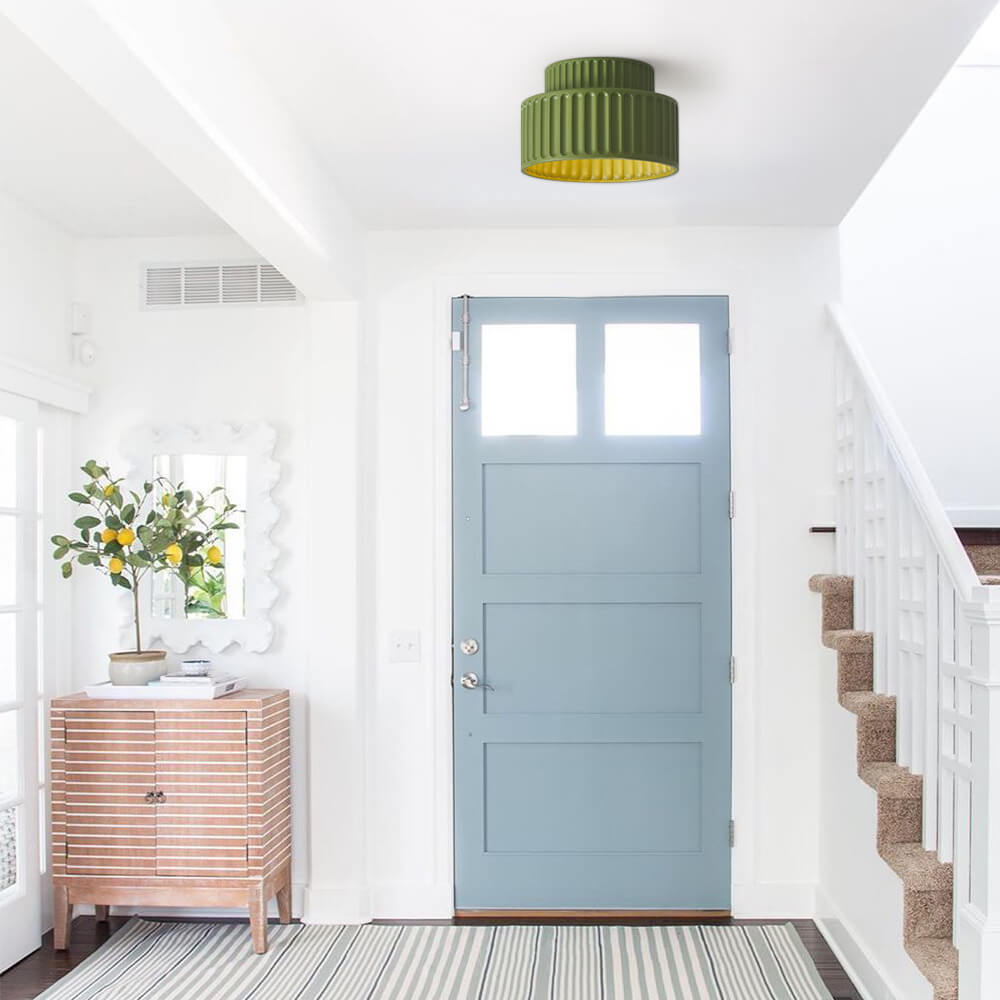 1-Luce Stile Crema Vintage Drum Semi Flush Mount