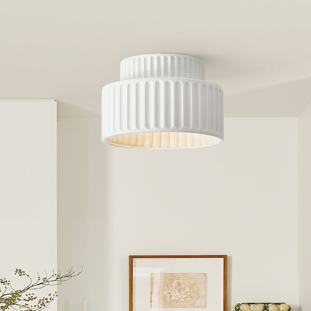 1-Luce Stile Crema Vintage Drum Semi Flush Mount