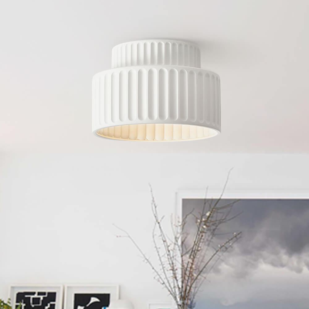 1-Luce Stile Crema Vintage Drum Semi Flush Mount