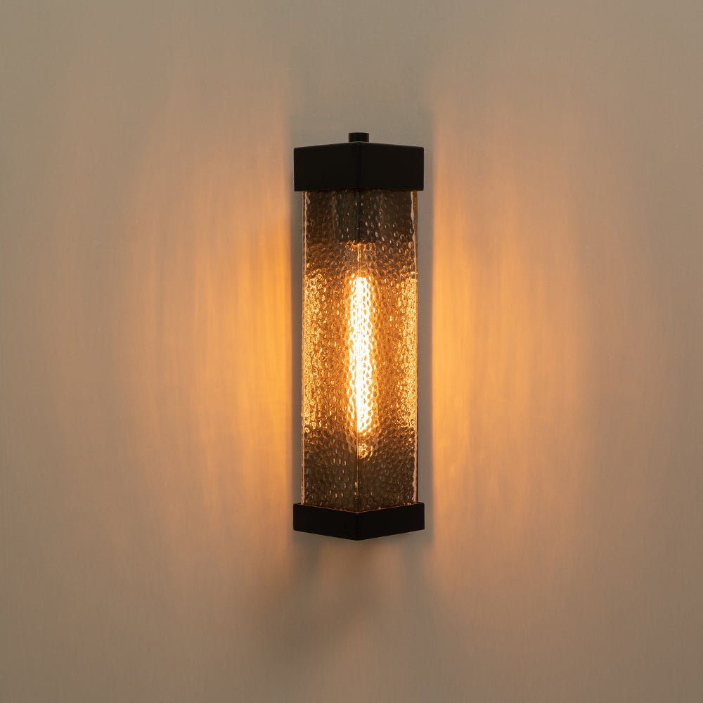 1-Luce Geometrica Rettangolare in Vetro Ondulato per Esterni