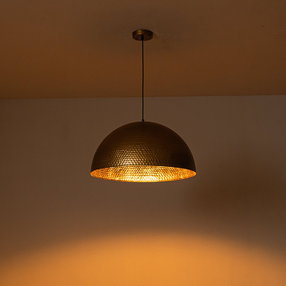 Lampada a sospensione in metallo martellato industriale a 1 luce
