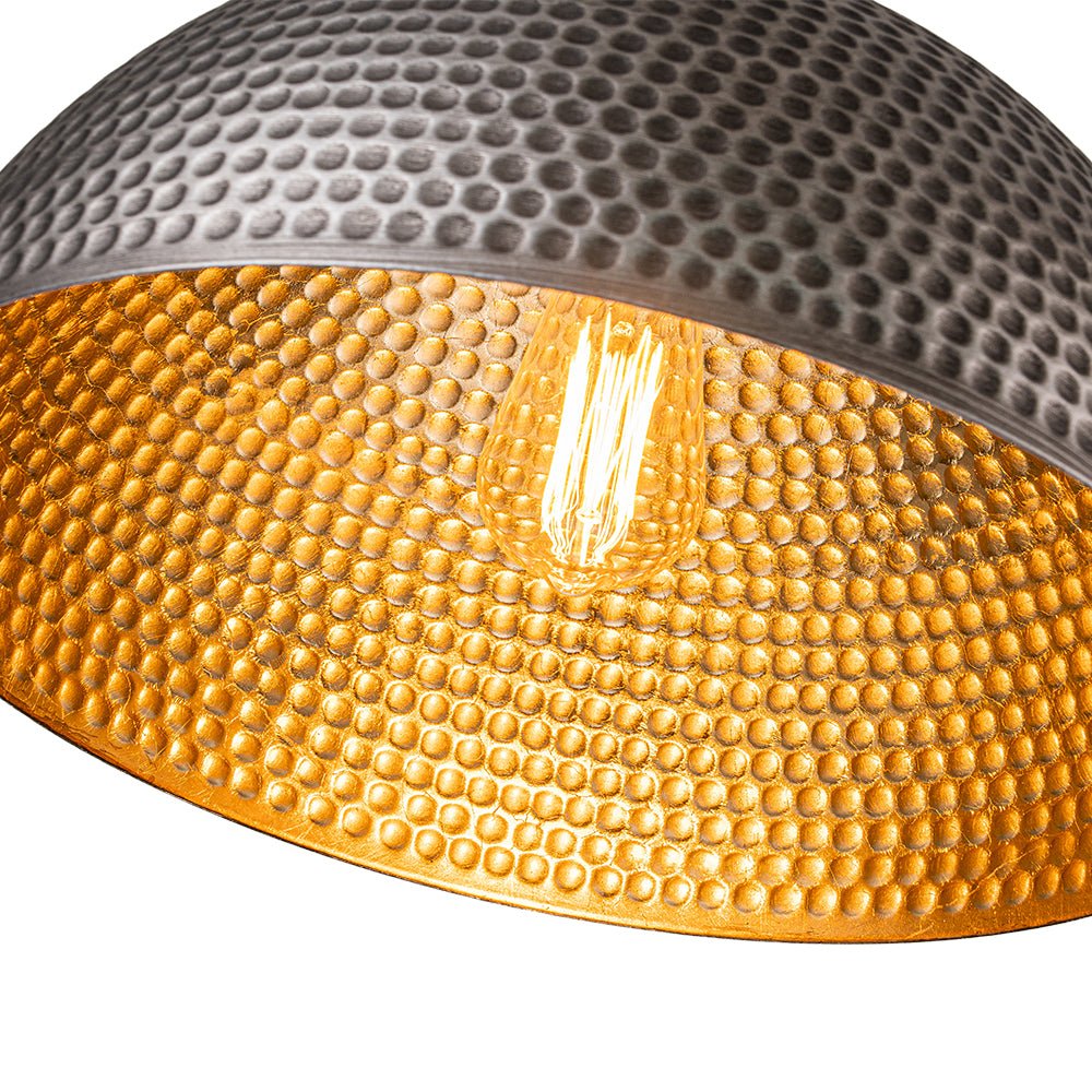Lampada a sospensione in metallo martellato industriale a 1 luce