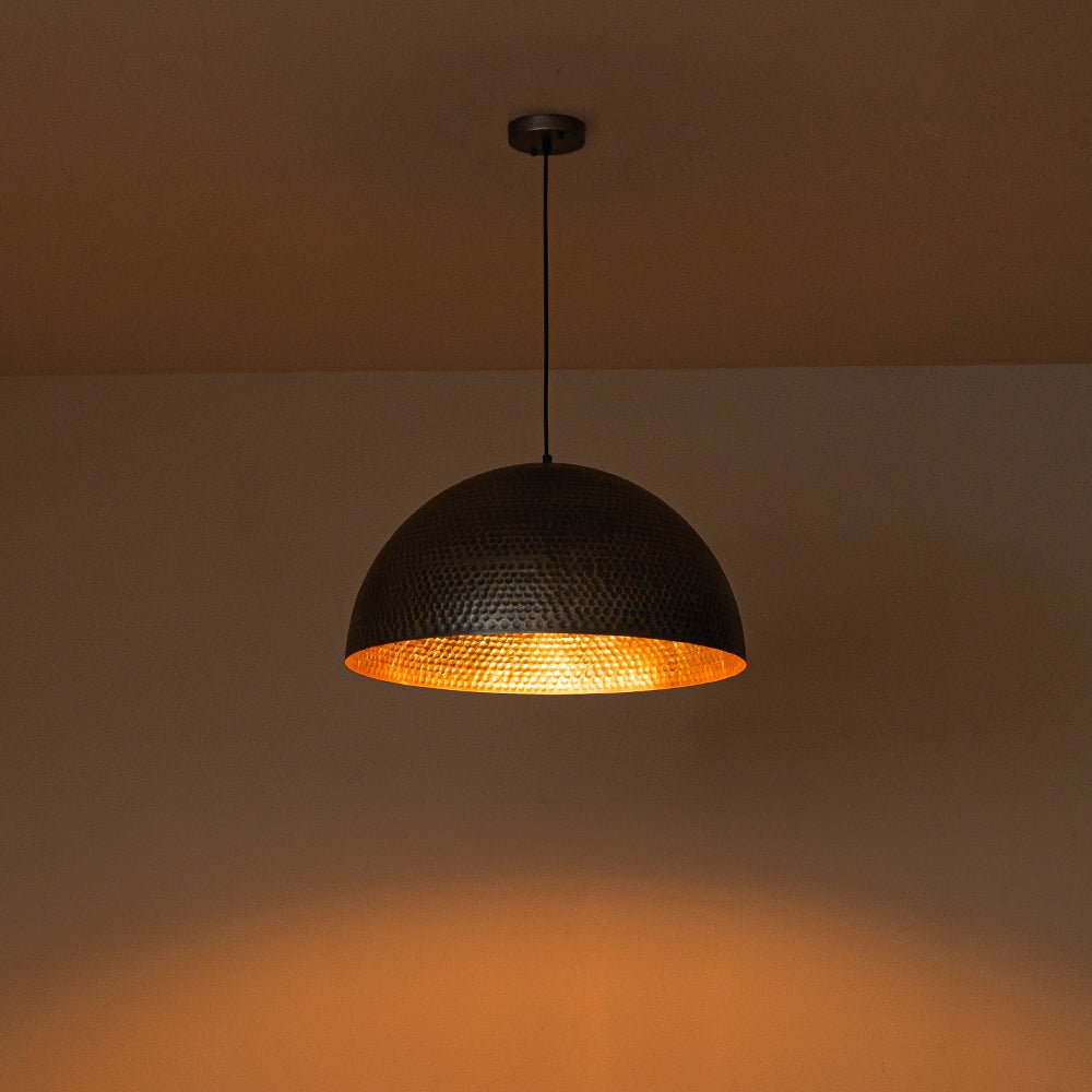 Lampada a sospensione in metallo martellato industriale a 1 luce