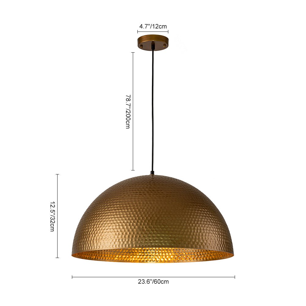 Lampada a sospensione in metallo martellato industriale a 1 luce