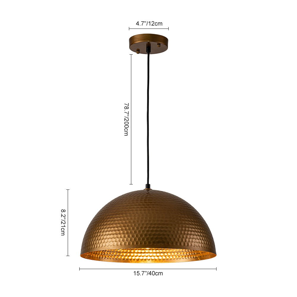 Lampada a sospensione in metallo martellato industriale a 1 luce