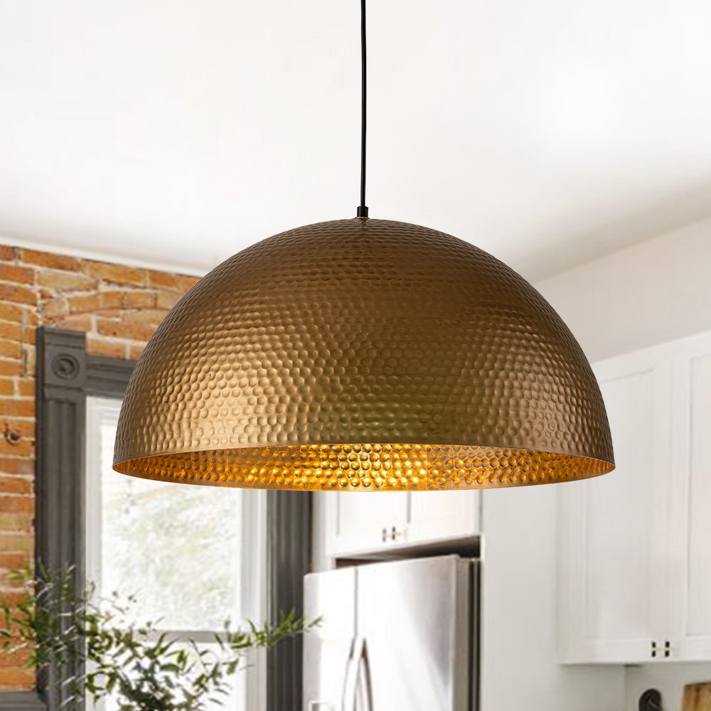 Lampada a sospensione in metallo martellato industriale a 1 luce