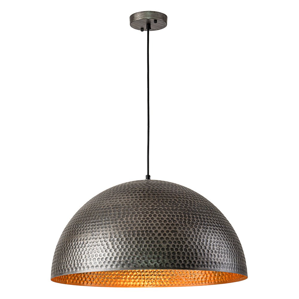 Lampada a sospensione in metallo martellato industriale a 1 luce
