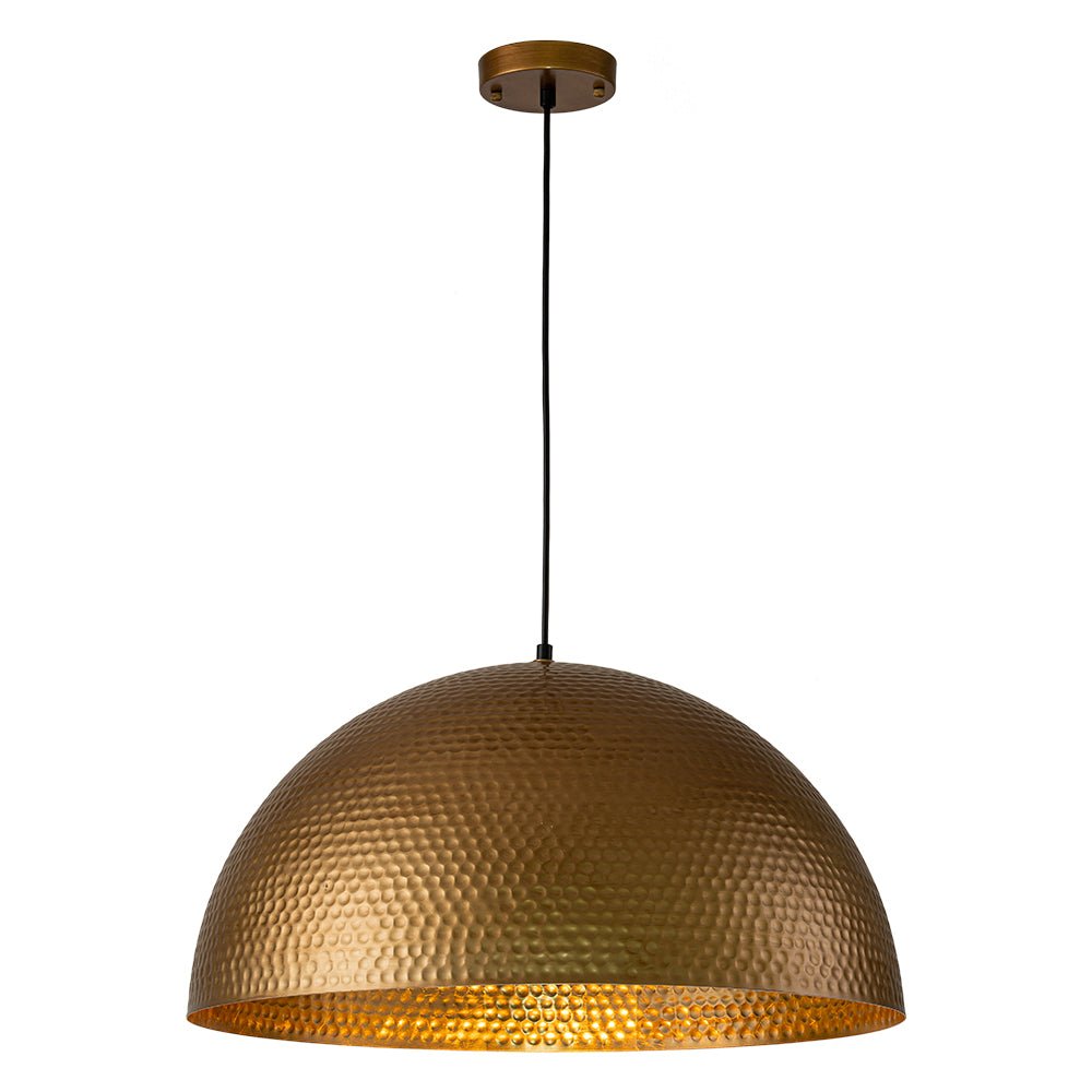 Lampada a sospensione in metallo martellato industriale a 1 luce