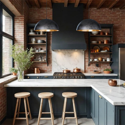 1-Luce Industriale Oversized Lampadario a Cupola in Metallo