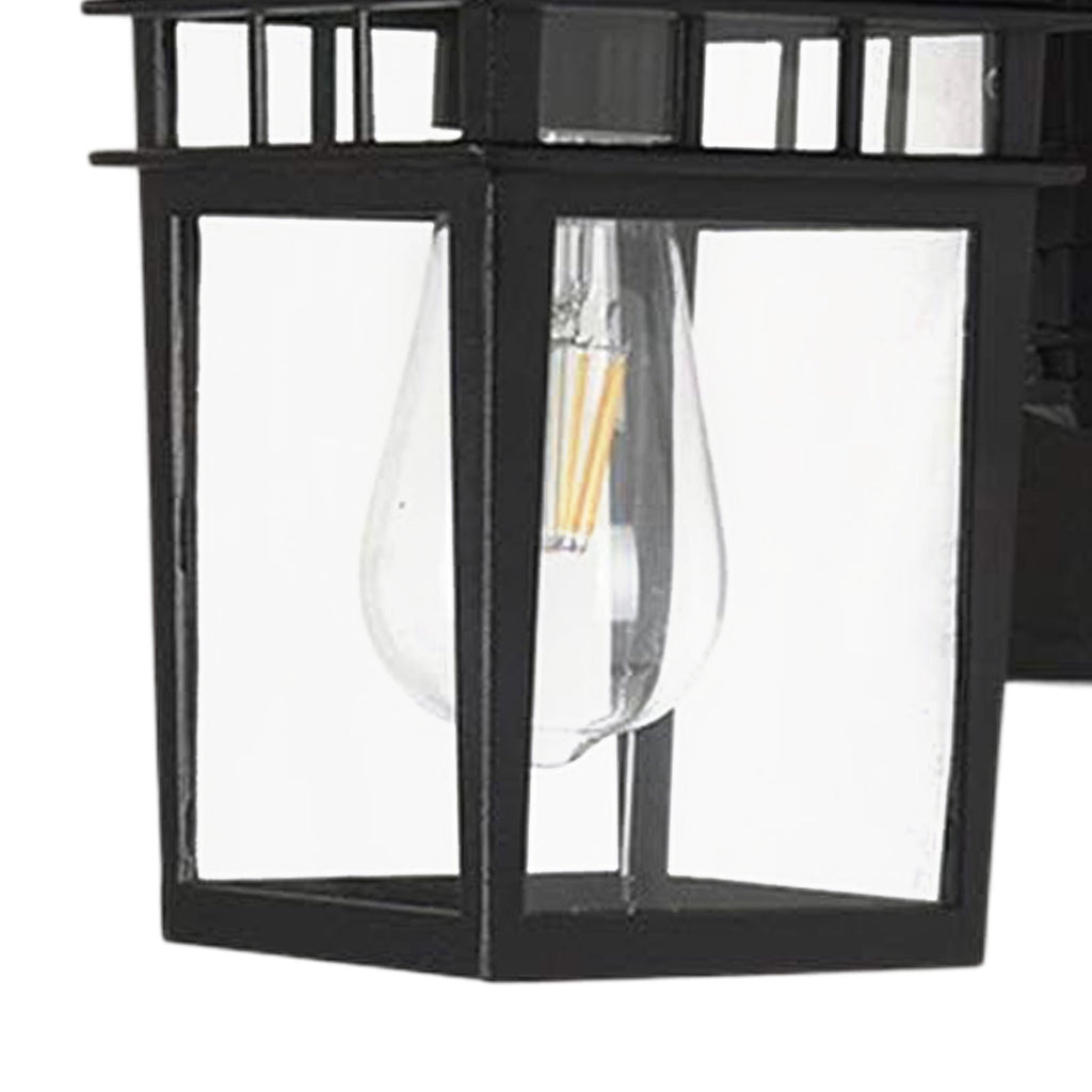 1-Luce IP65 Nera Classica Lanterna Applique da Esterno Vetro Trasparente