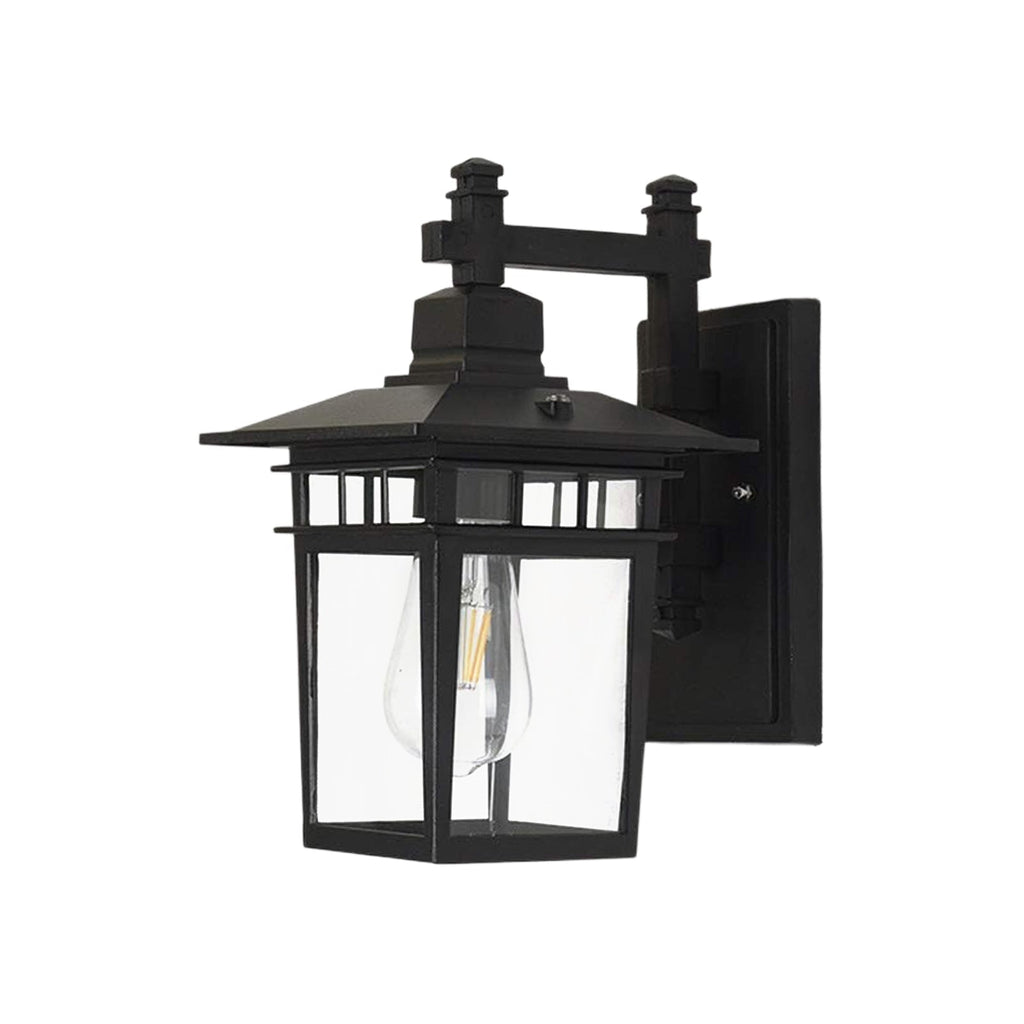 1-Luce IP65 Nera Classica Lanterna Applique da Esterno Vetro Trasparente
