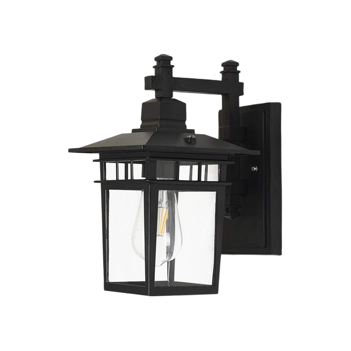 1-Luce IP65 Nera Classica Lanterna Applique da Esterno Vetro Trasparente