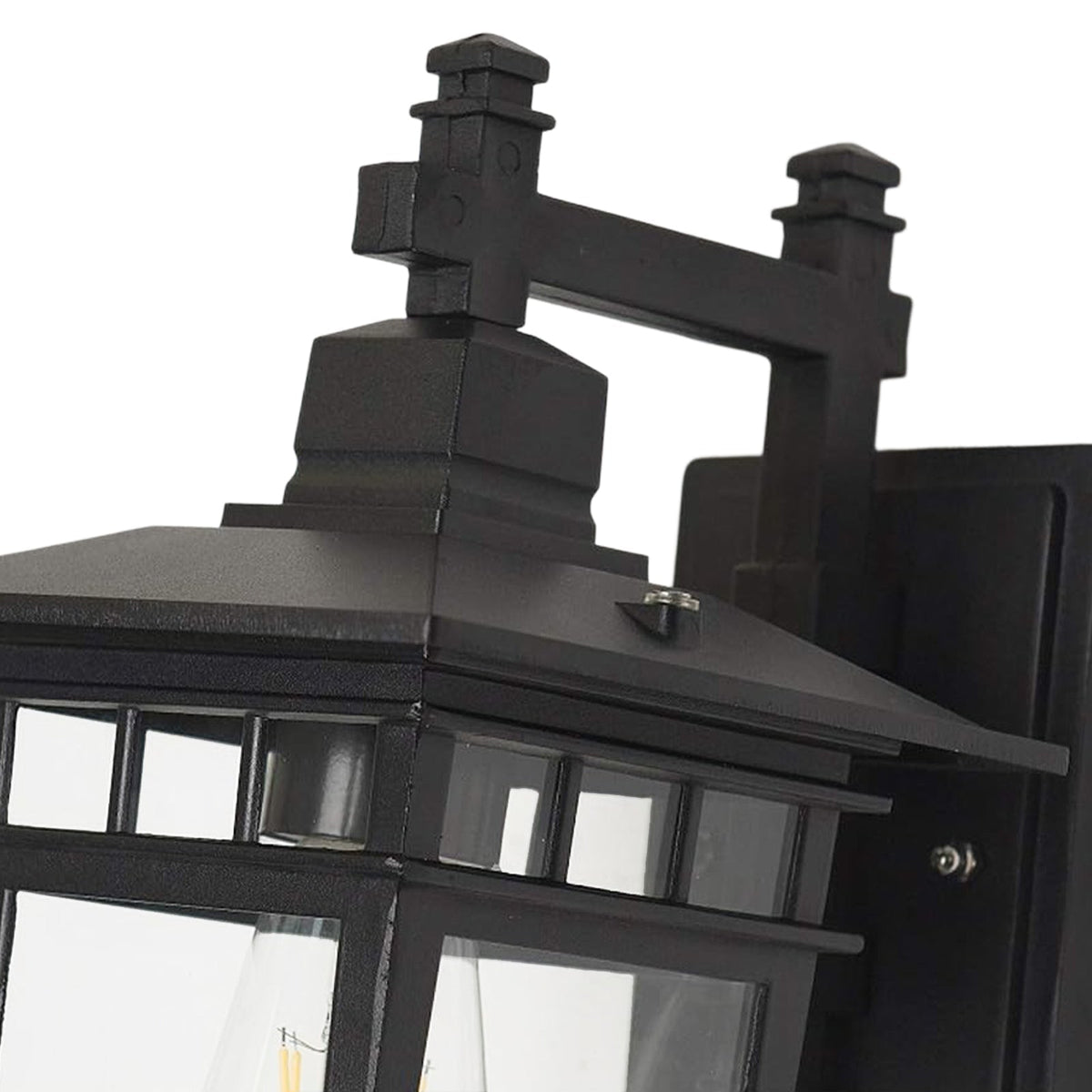 1-Luce IP65 Nera Classica Lanterna Applique da Esterno Vetro Trasparente