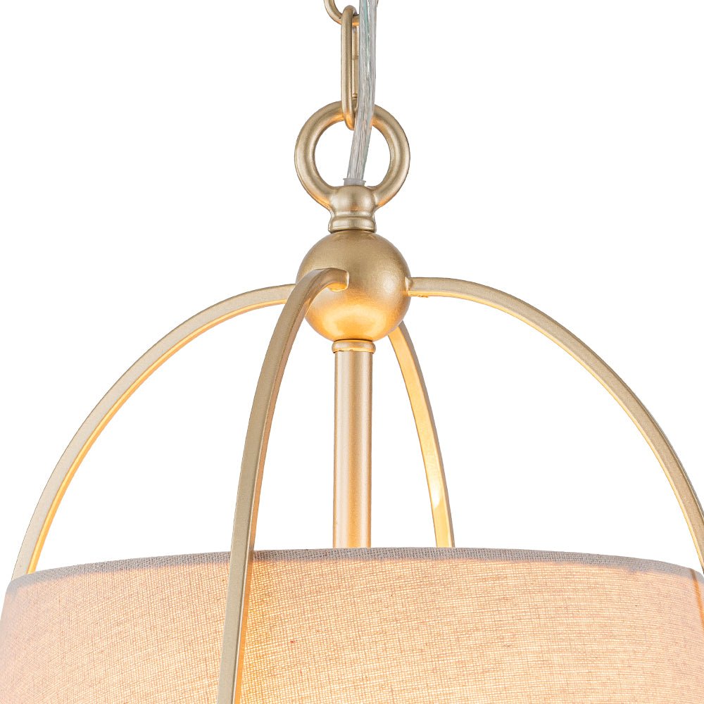 Lampada a sospensione vintage con paralume conico in lino a 4 luci