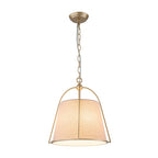 Lampada a sospensione vintage con paralume conico in lino a 4 luci