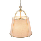 Lampada a sospensione vintage con paralume conico in lino a 4 luci