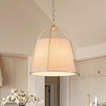Lampada a sospensione vintage con paralume conico in lino a 4 luci