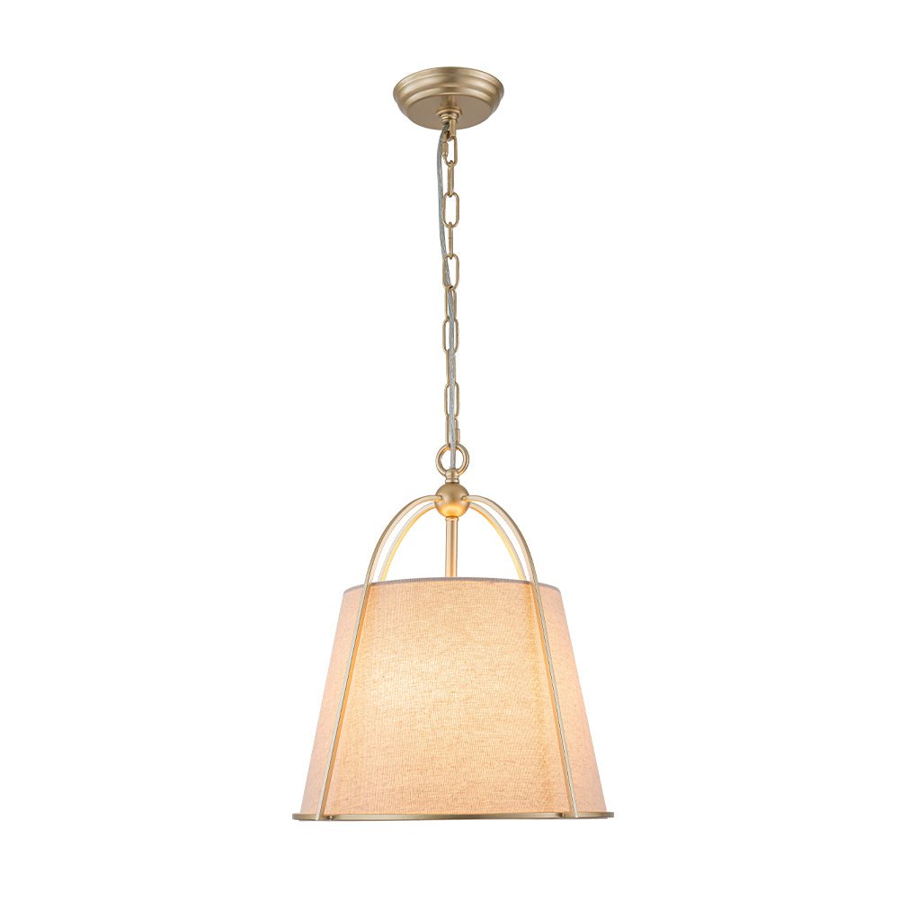 Lampada a sospensione vintage con paralume conico in lino a 4 luci