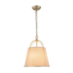 Lampada a sospensione vintage con paralume conico in lino a 4 luci
