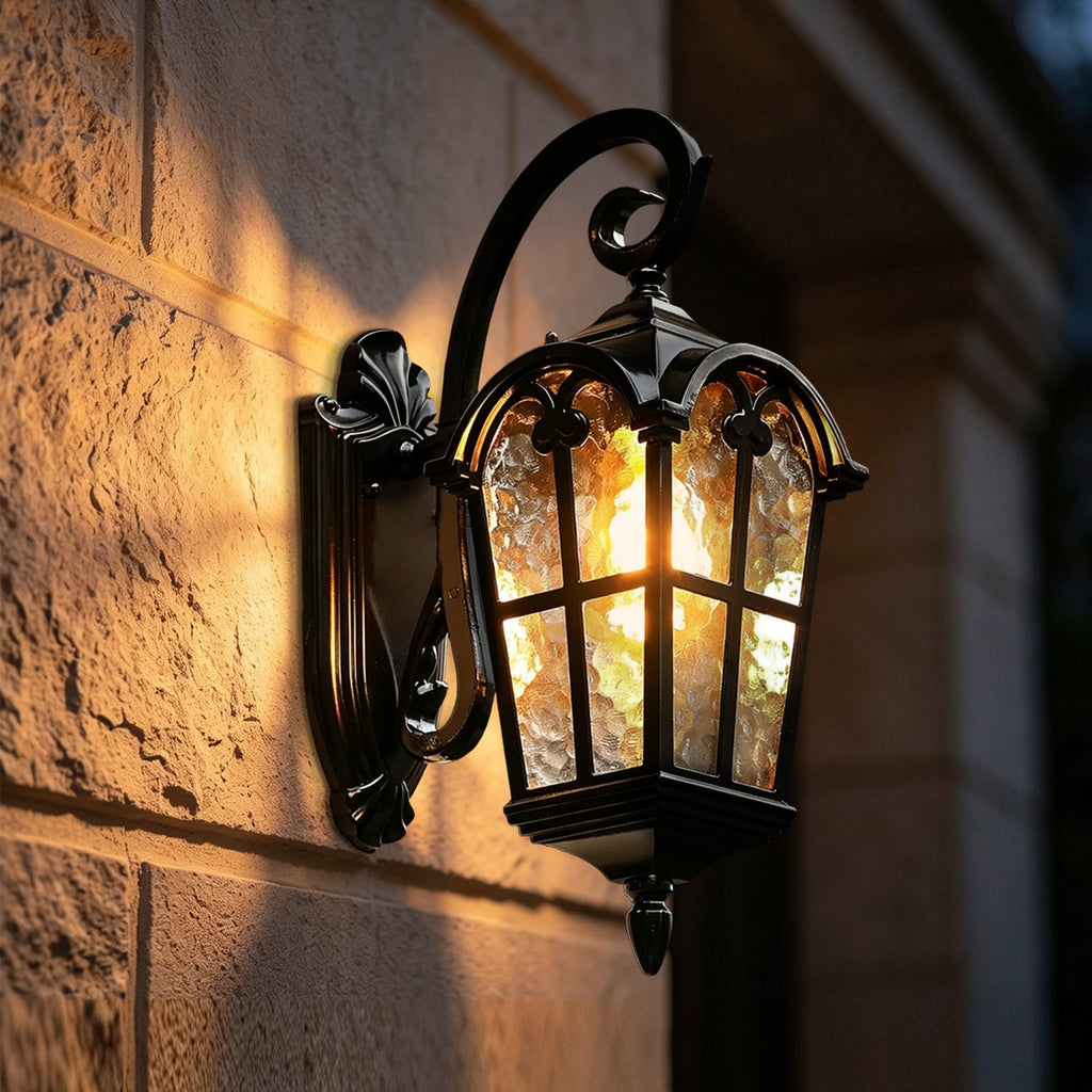 1-Luce Lanterna Vintage in Vetro Acqua Applique da Esterno