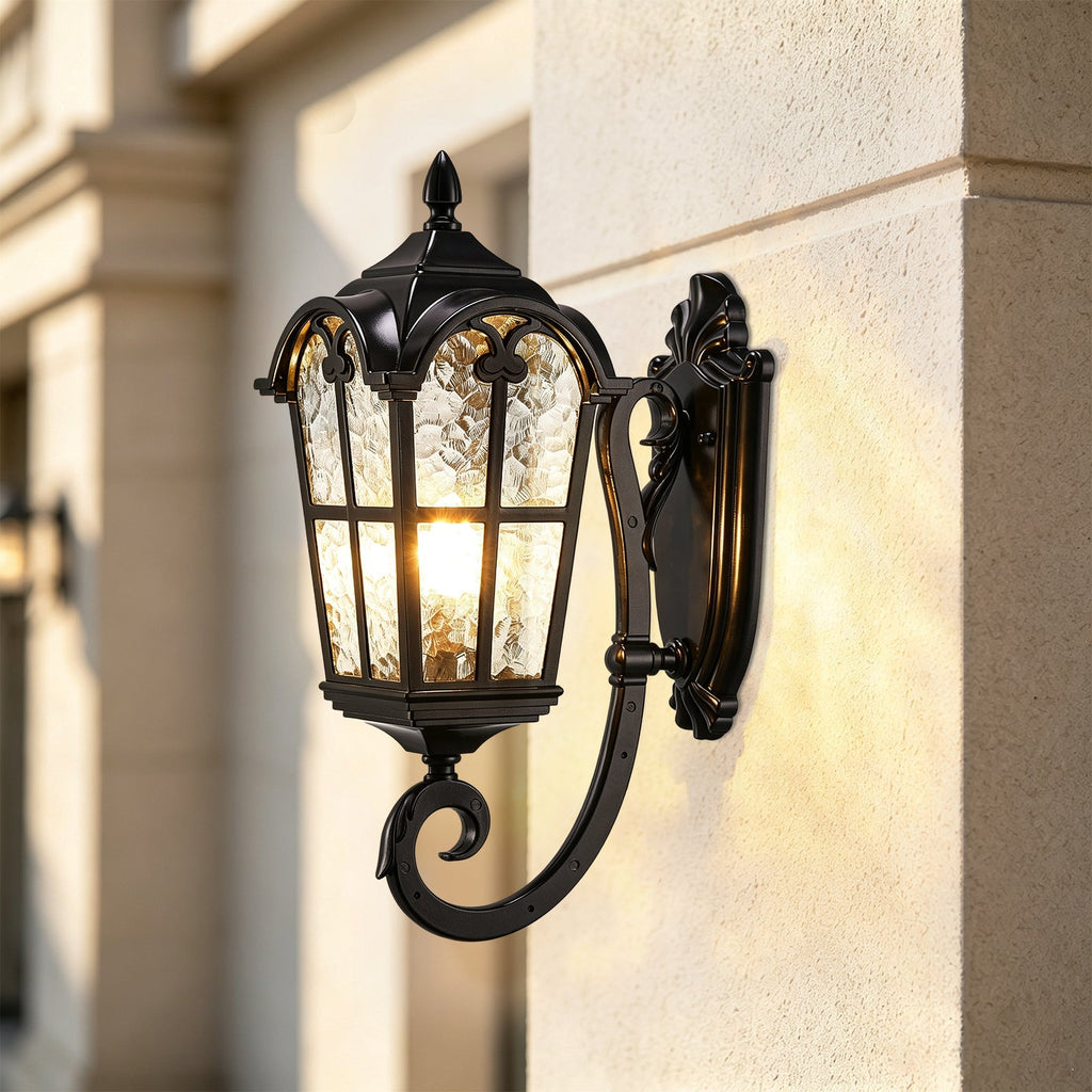 1-Luce Lanterna Vintage in Vetro Acqua Applique da Esterno