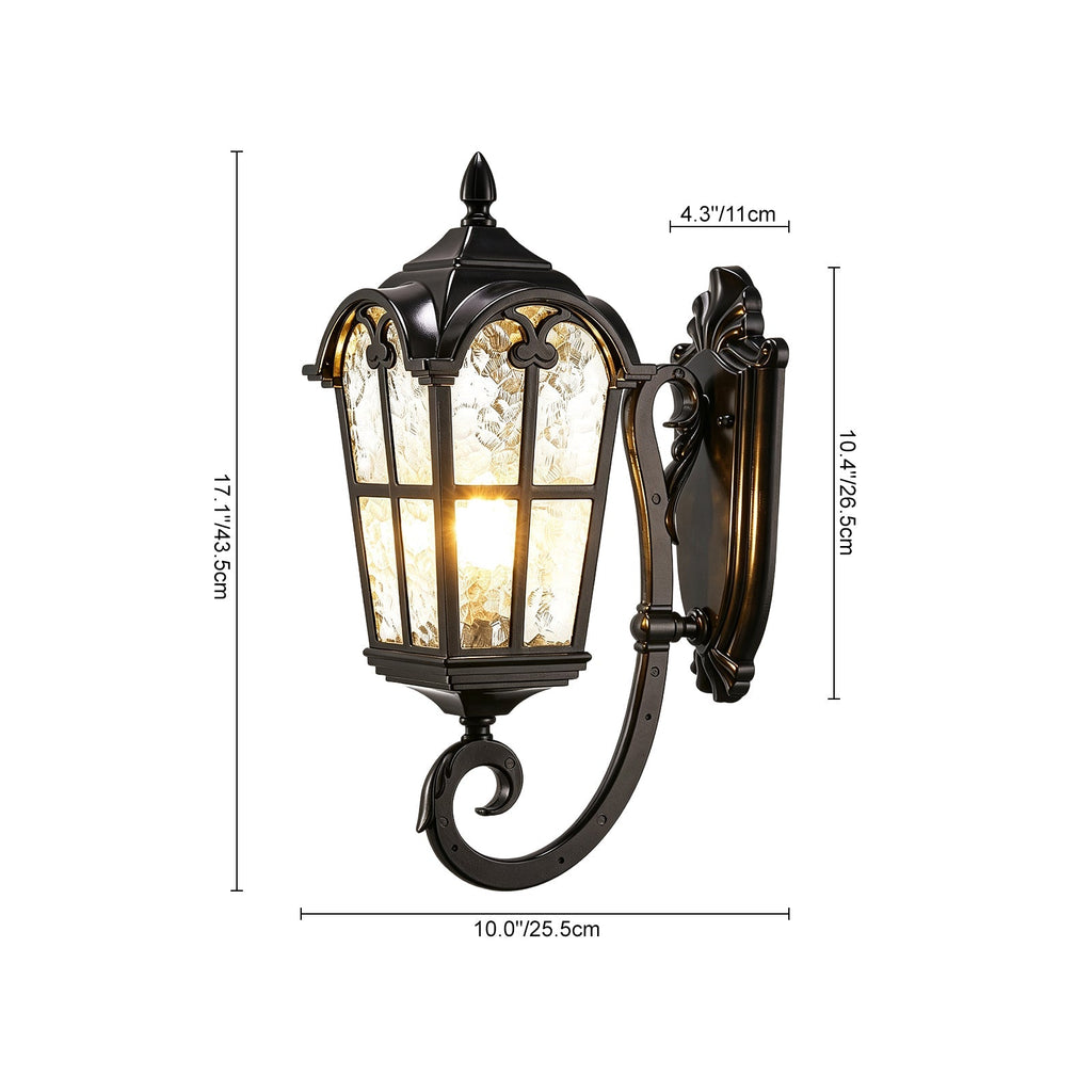 1-Luce Lanterna Vintage in Vetro Acqua Applique da Esterno