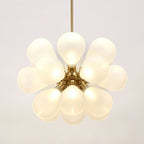 Lampadario a Bolle Sputnik Bianco in Vetro Soffiato a 18 Luci