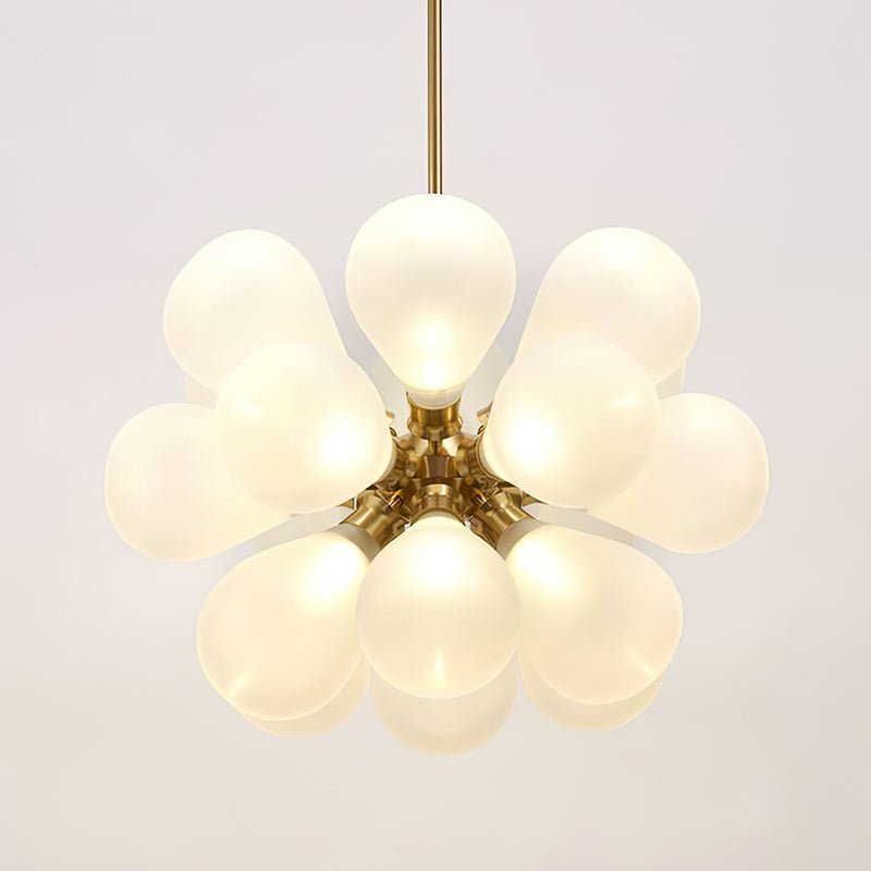 Lampadario a Bolle Sputnik Bianco in Vetro Soffiato a 18 Luci