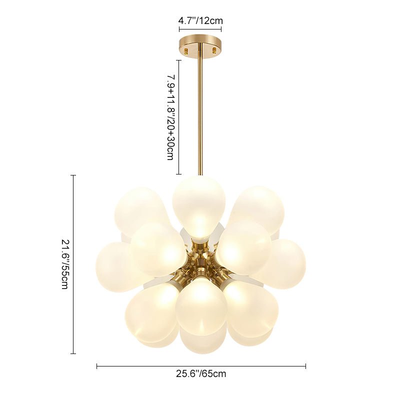 Lampadario a Bolle Sputnik Bianco in Vetro Soffiato a 18 Luci