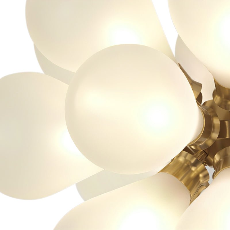 Lampadario a Bolle Sputnik Bianco in Vetro Soffiato a 18 Luci