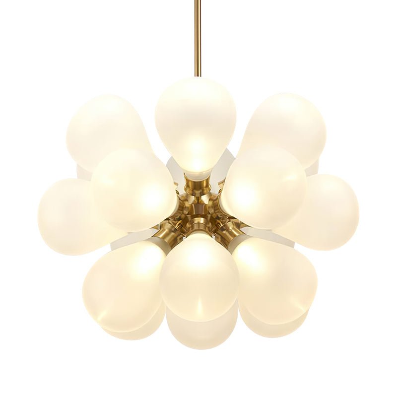 Lampadario a Bolle Sputnik Bianco in Vetro Soffiato a 18 Luci