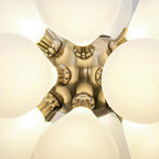 Lampadario a Bolle Sputnik Bianco in Vetro Soffiato a 18 Luci