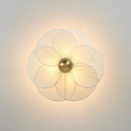 Lampada da soffitto semi-flush a 3 luci con paralume in tessuto plissettato a forma di fiore