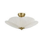 Lampada da soffitto semi-flush a 3 luci con paralume in tessuto plissettato a forma di fiore