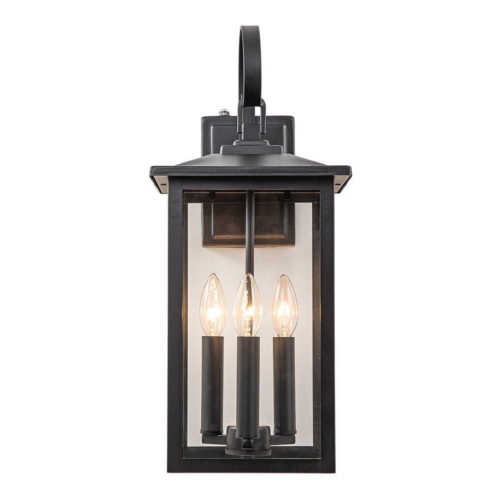 Lampada da Parete Esterno Impermeabile a 3 Luci con Ombra in Vetro Trasparente