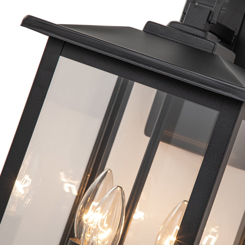 Lampada da Parete Esterno Impermeabile a 3 Luci con Ombra in Vetro Trasparente